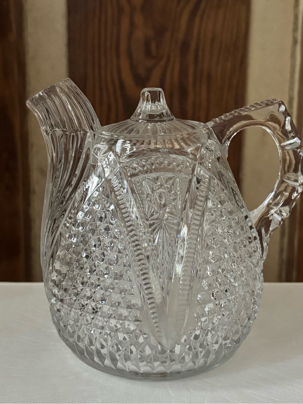 Antique “Rum Jug” Produced by US Glass Company. Faux Lid